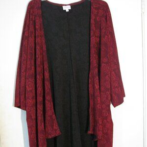 2/$15 LuLaRoe Open Cardigan Jacket Medium Red Brocade Stretch Cascade